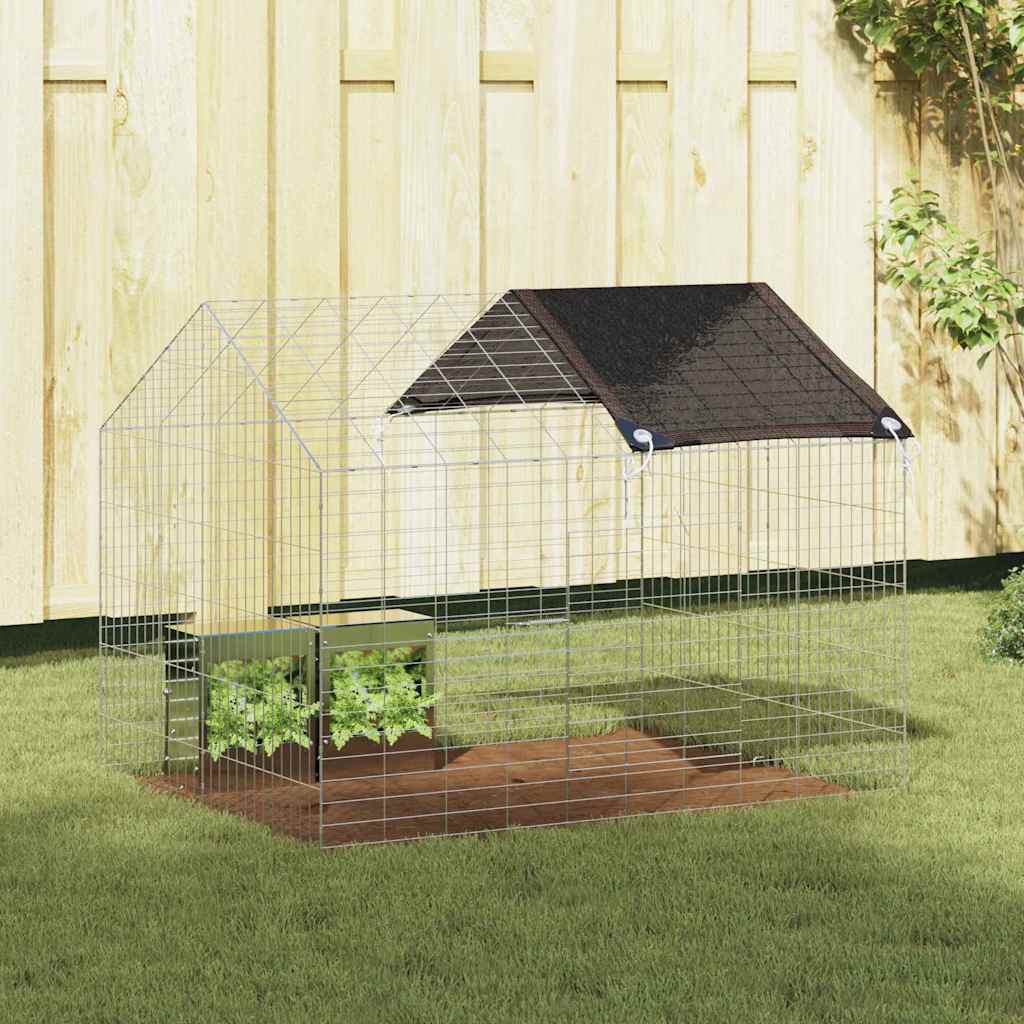 Vidaxl Kaninchenkäfig Silber 400 x 78 x 78 cm verzinkter Stahl