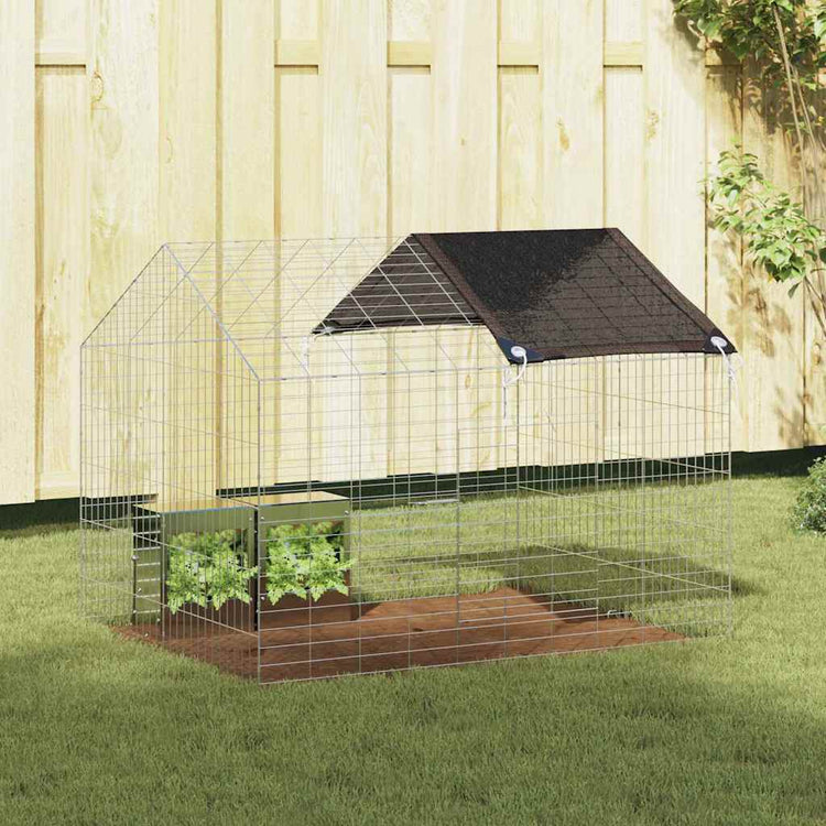 Vidaxl Kaninchenkäfig Silber 400 x 78 x 78 cm verzinkter Stahl