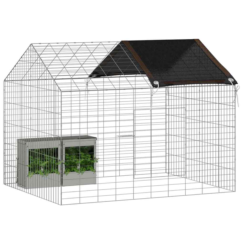Vidaxl Kaninchenkäfig Silber 400 x 78 x 78 cm verzinkter Stahl