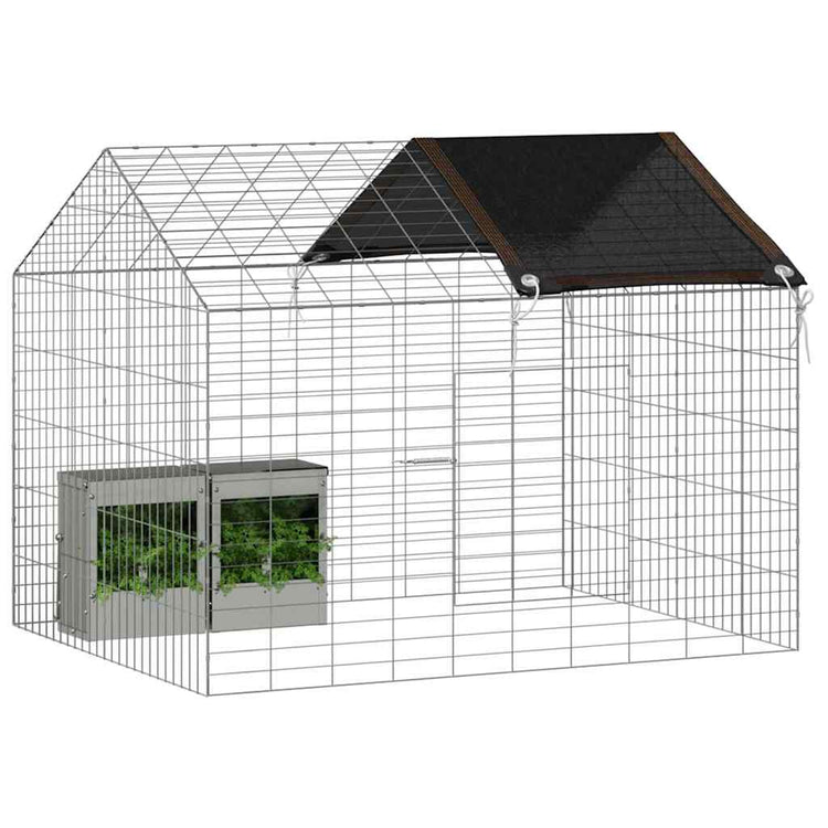 Vidaxl Kaninchenkäfig Silber 400 x 78 x 78 cm verzinkter Stahl