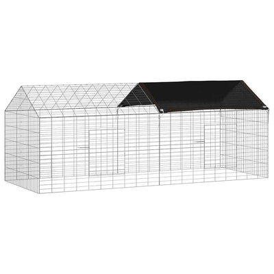 Vidaxl Kaninchenkäfig Silber 400 x 78 x 78 cm verzinkter Stahl