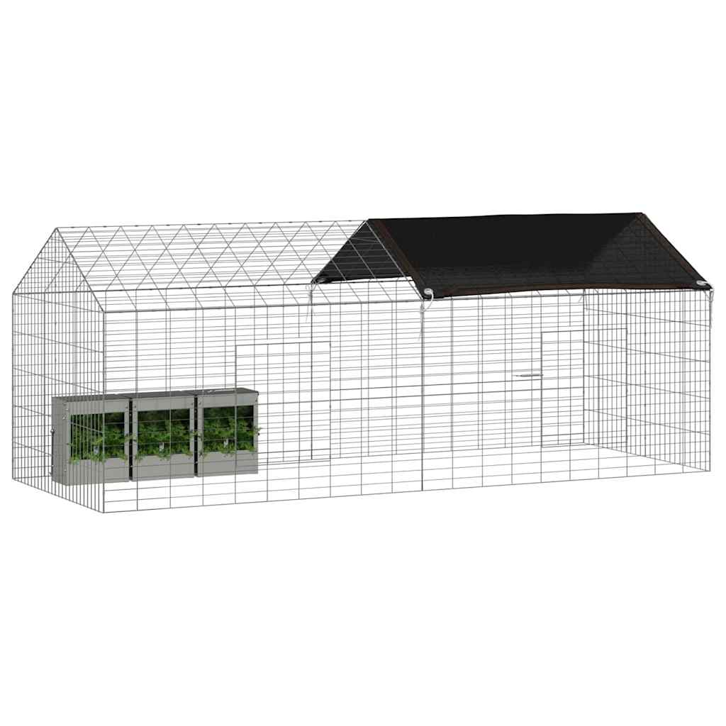 Vidaxl Kaninchenkäfig Silber 400 x 78 x 78 cm verzinkter Stahl