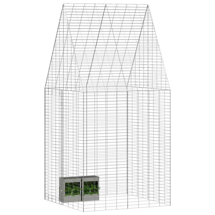 Vidaxl Kaninchenkäfig Silber 400 x 100 x 210 cm verzinkter Stahl