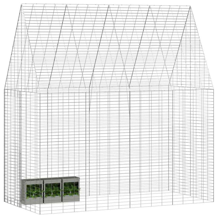 Vidaxl Kaninchenkäfig Silber 400 x 100 x 210 cm verzinkter Stahl