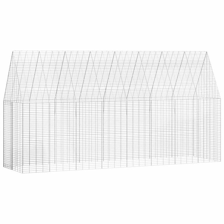 Vidaxl Kaninchenkäfig Silber 400 x 100 x 210 cm verzinkter Stahl