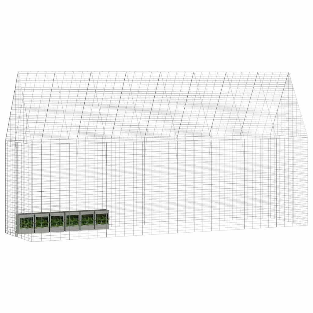 Vidaxl Kaninchenkäfig Silber 400 x 100 x 210 cm verzinkter Stahl