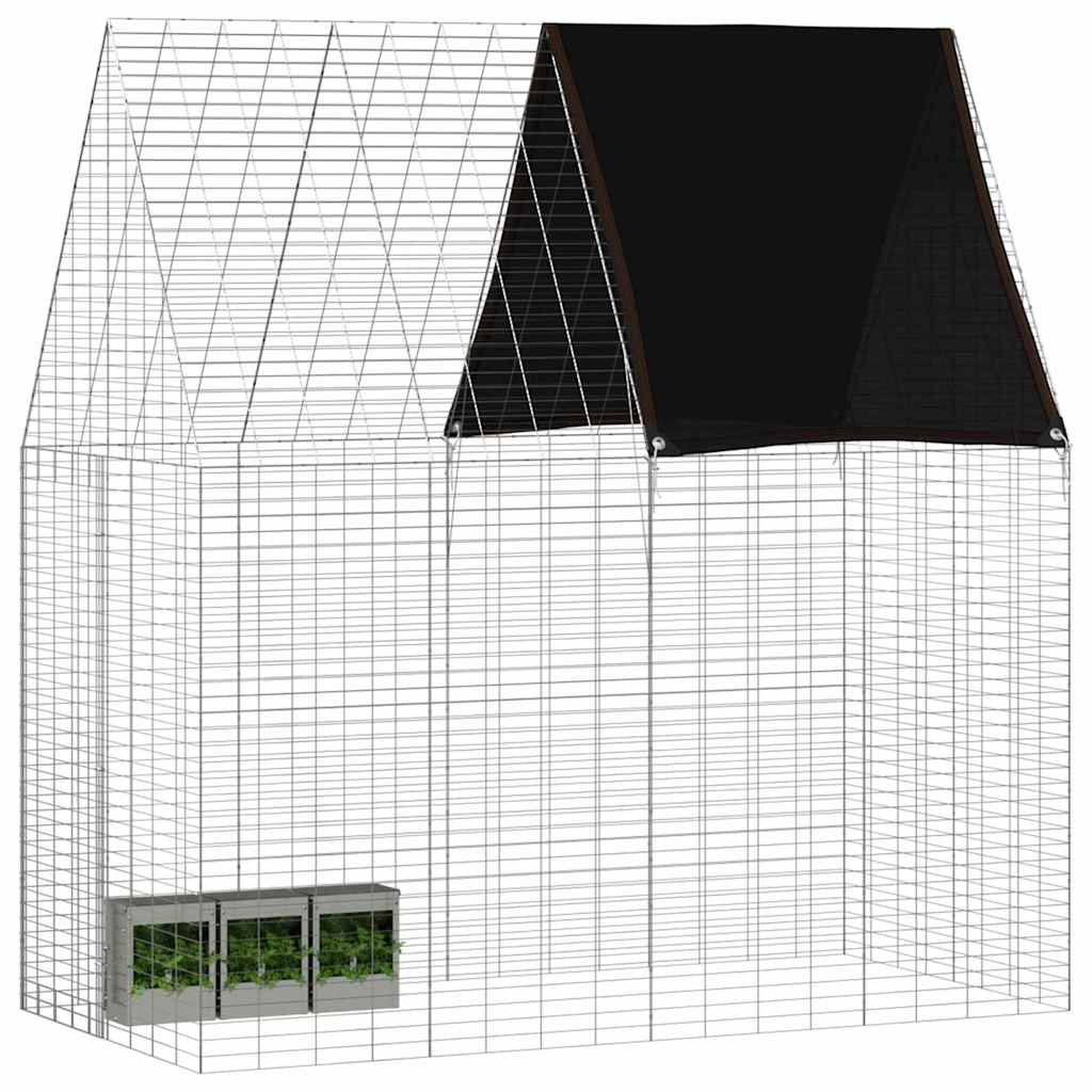 Vidaxl Kaninchenkäfig Silber 200 x 100 x 210 cm verzinkter Stahl