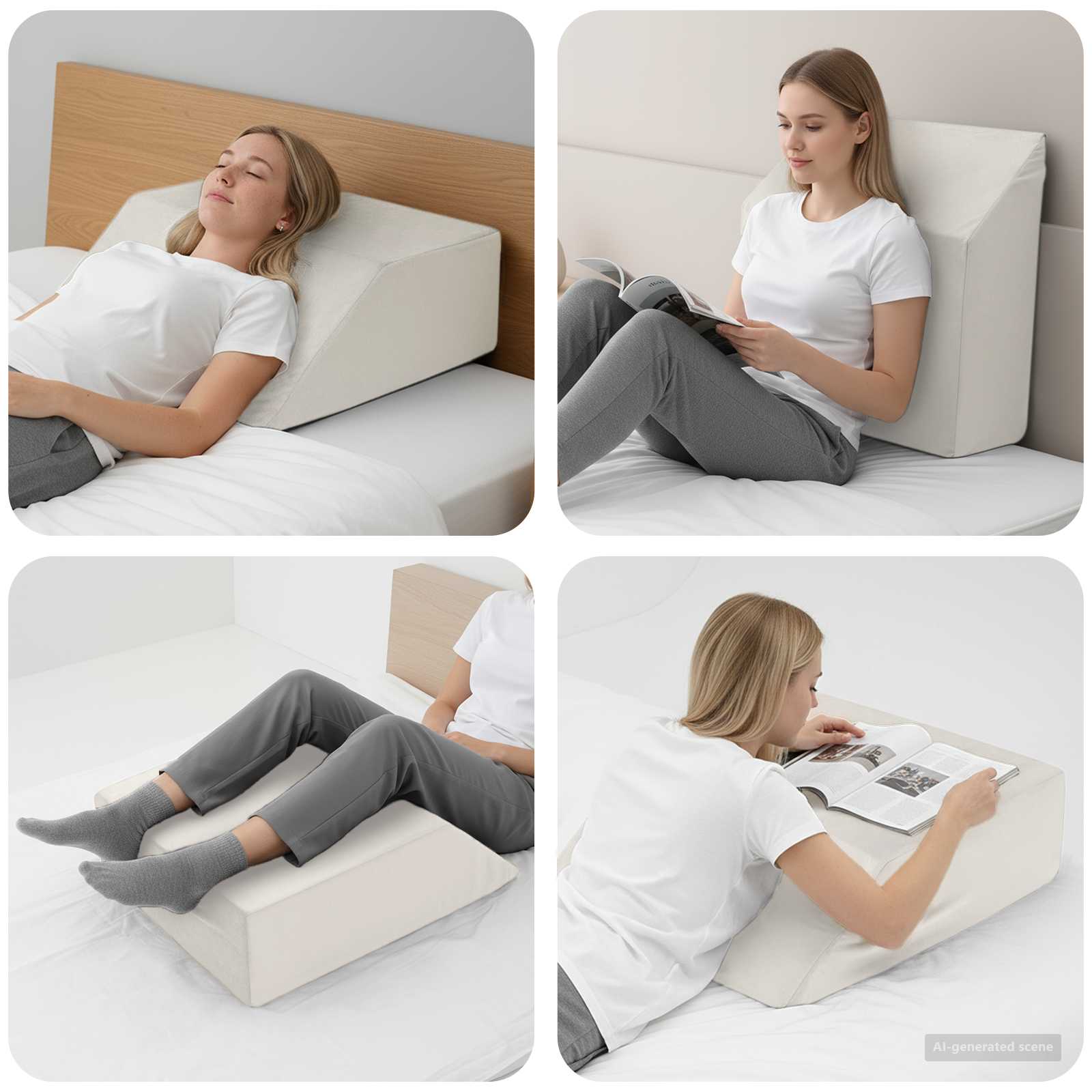 VidaXL Beinkissen einfarbig weiß 63 x 52 x 19,5 cm