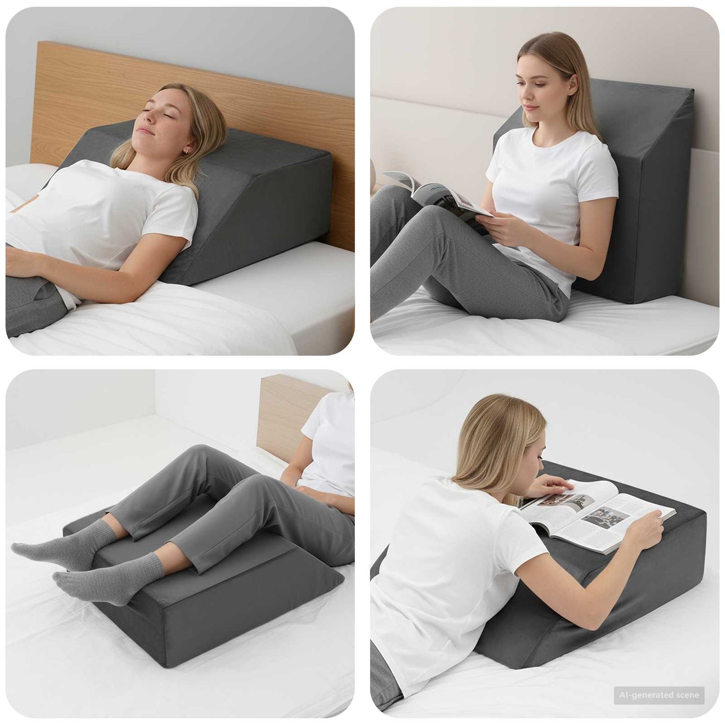 VidaXL Beinkissen einfarbig grau 63 x 52 x 19 cm