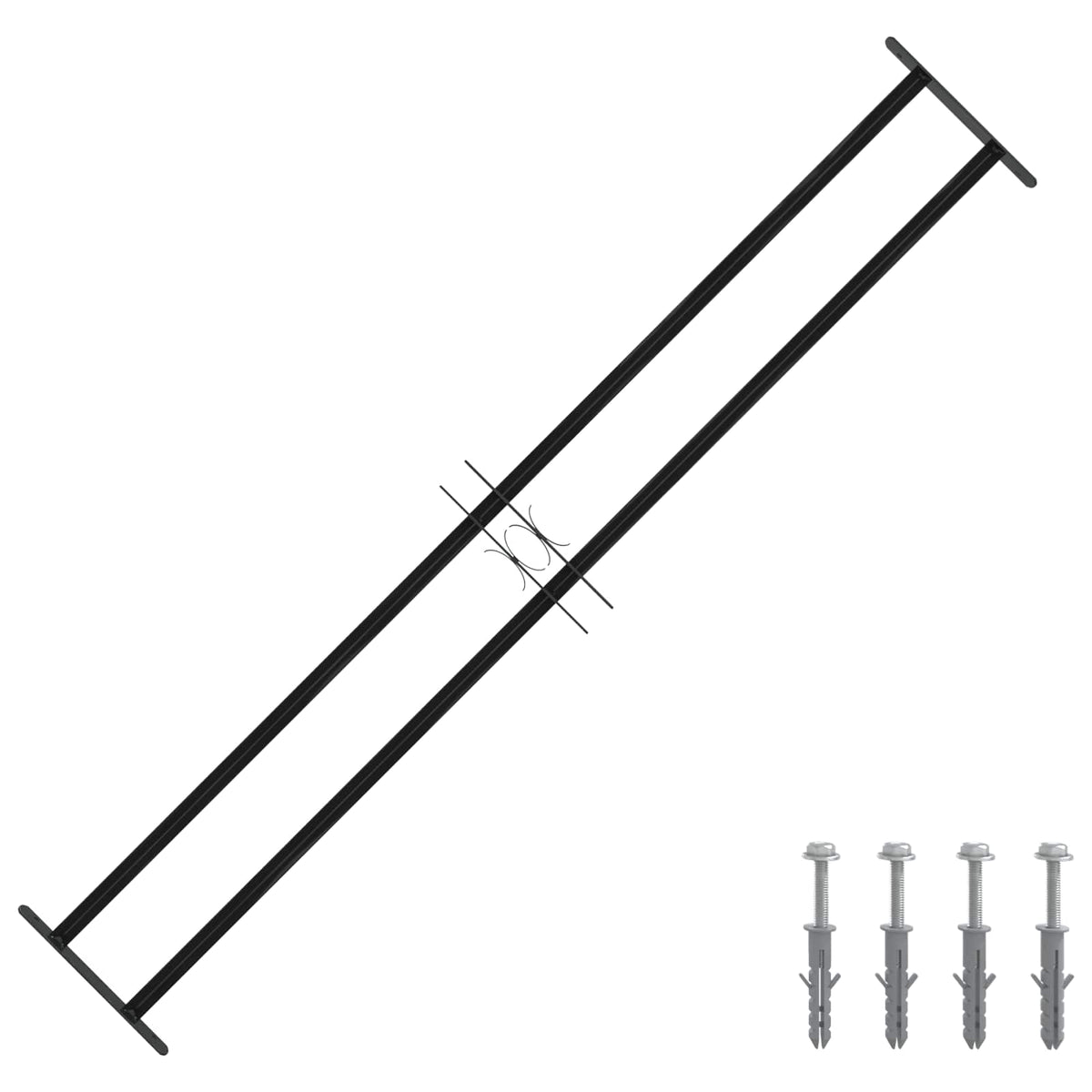 Vidaxx Fenstergitter schwarz 176 x 30 cm pulverbeschichteter Stahl