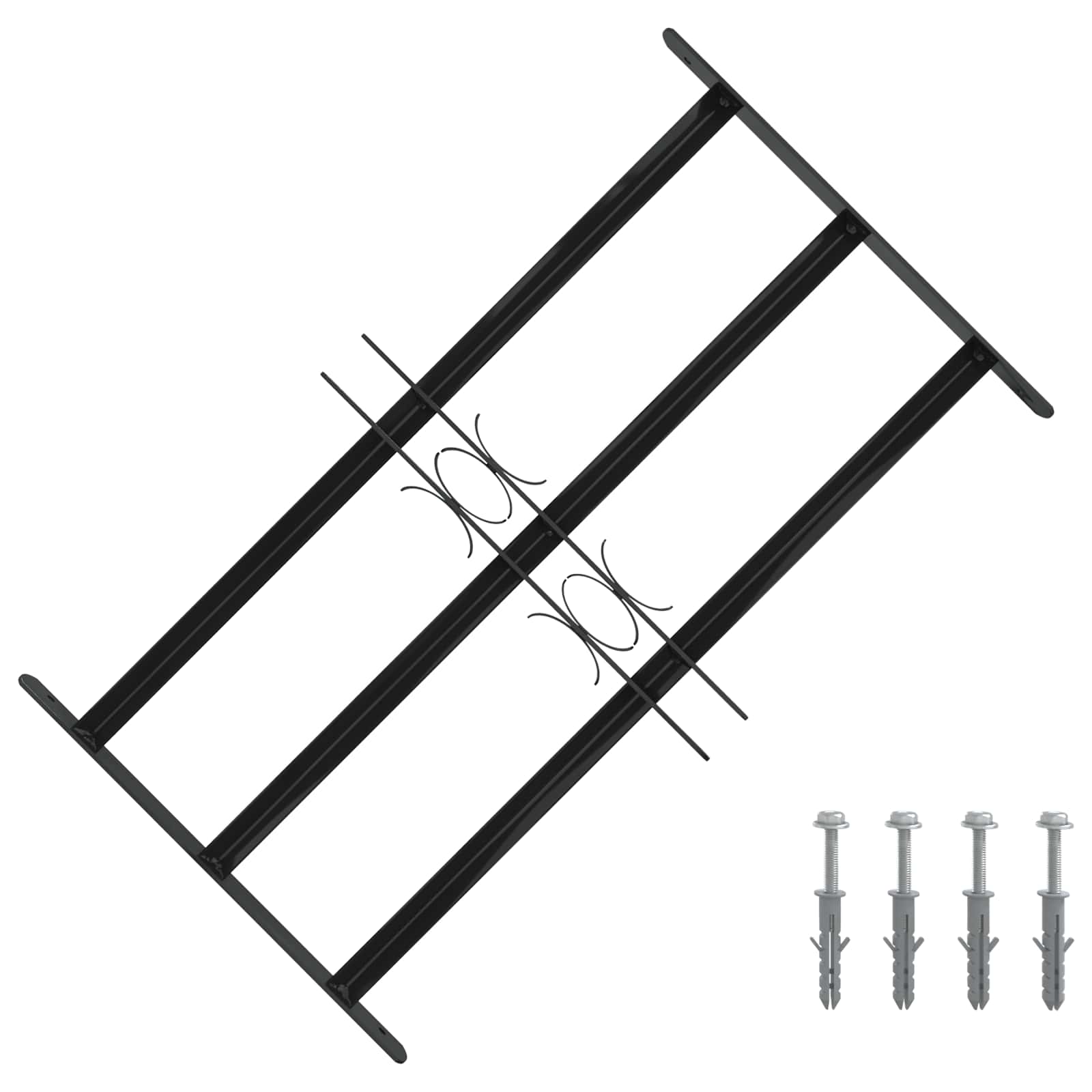 Vidaxx Fenstergitter schwarz 75,5 x 45 cm pulverbeschichteter Stahl