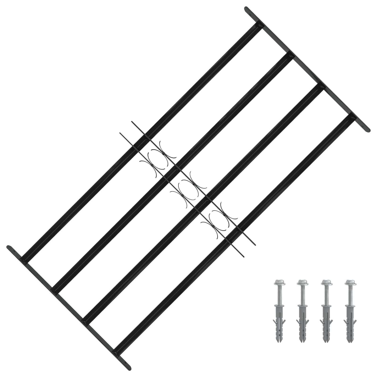 Vidaxx Fenstergitter schwarz 115 x 60 cm pulverbeschichteter Stahl
