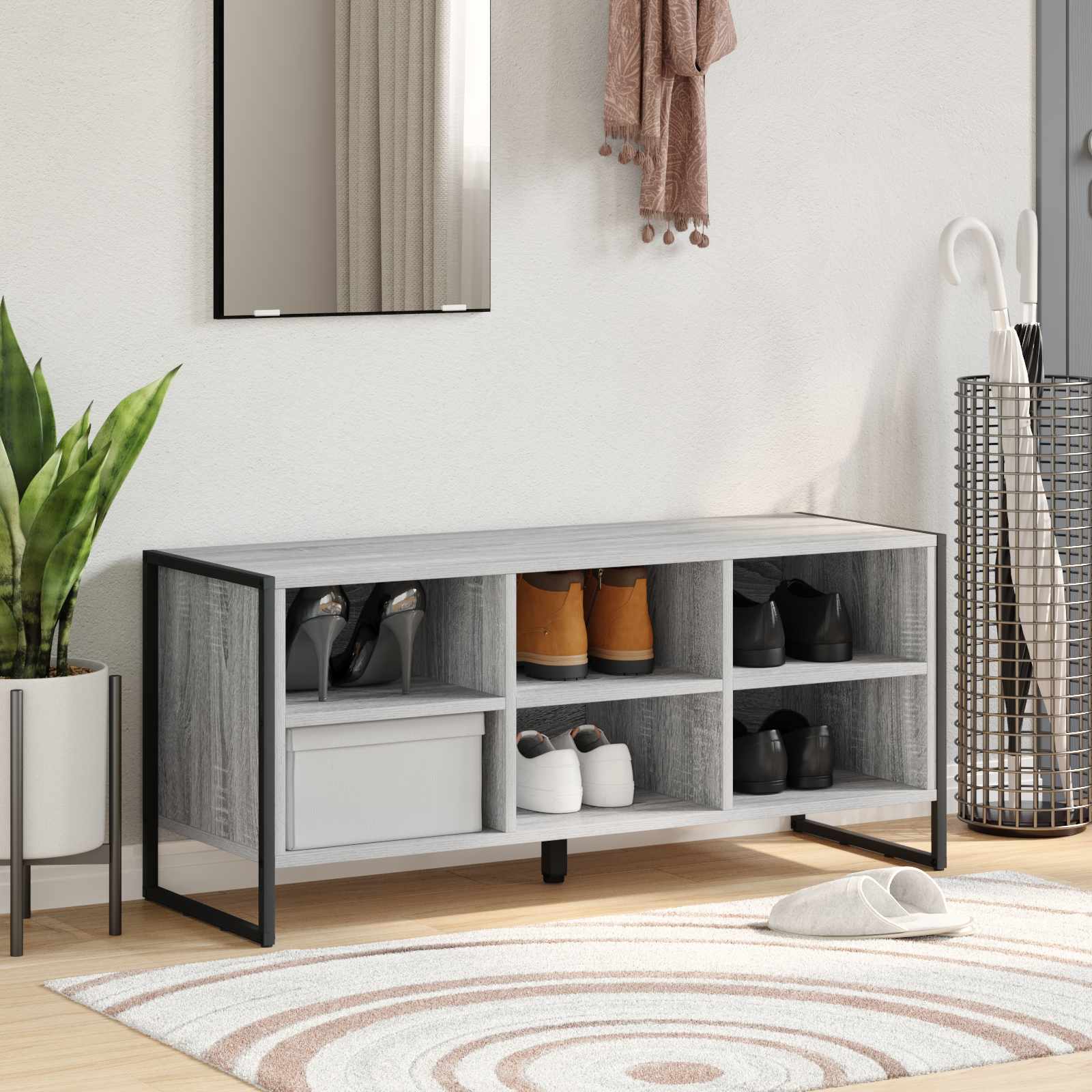 Vidaxl Schuhschrank Sonoma grau 60 x 35 x 44 cm fertiges Holz