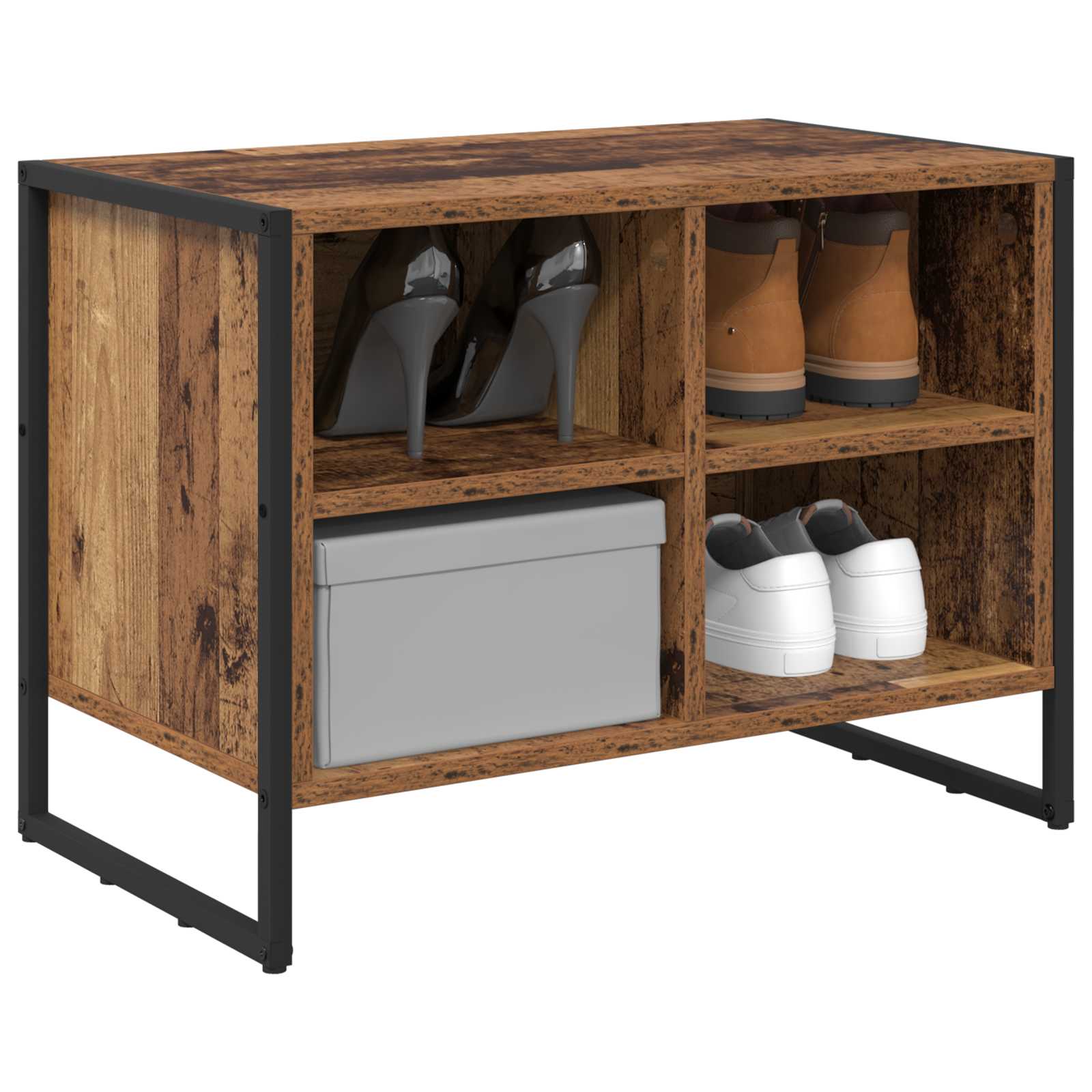 VidaXL Schuhschrank mit Stauraum Altholz 60 x 35 x 44 cm verarbeitetes Holz