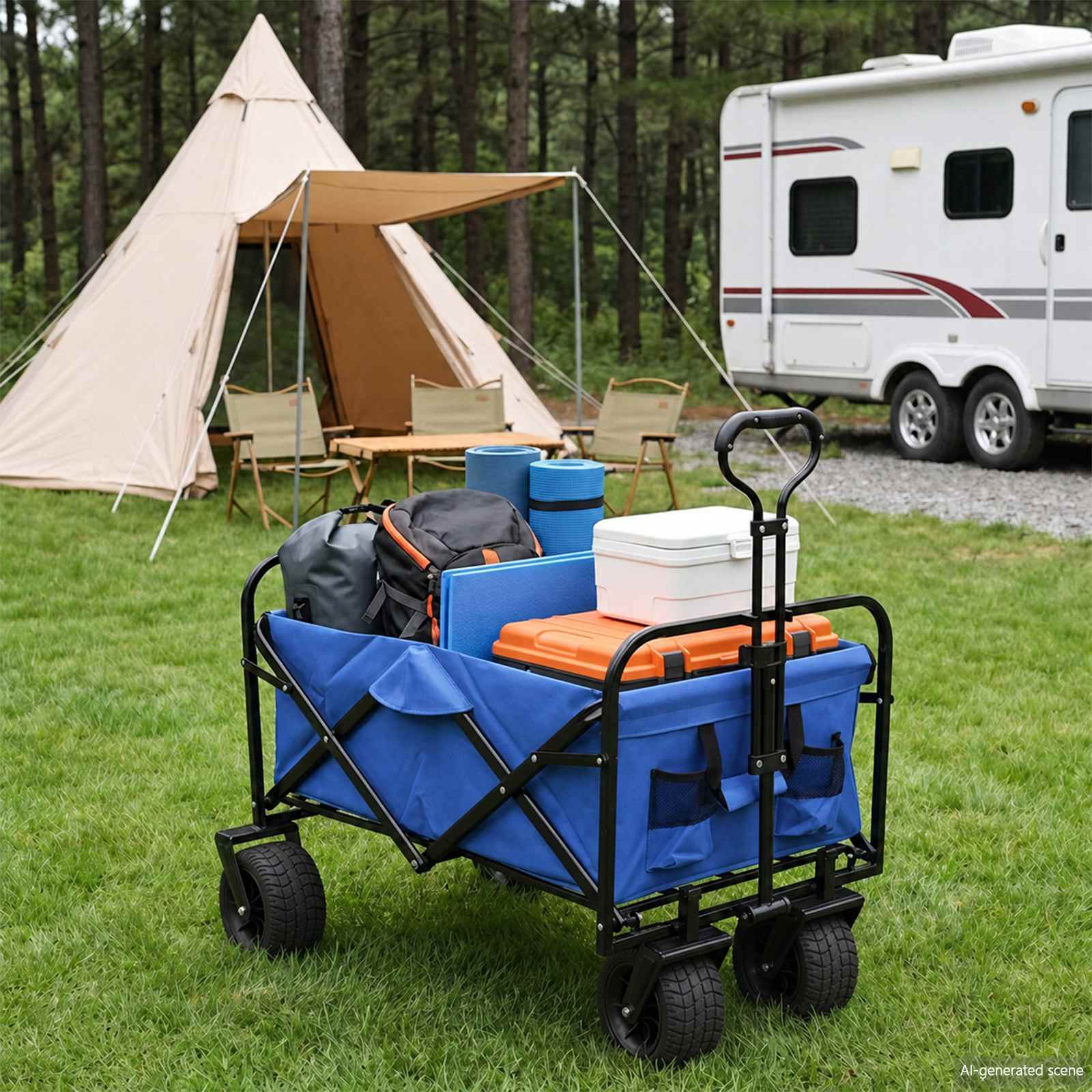 Vidaxx faltbarer Handwagen blau 89 x 63 x 96 cm Stahl und Oxford-Stoff