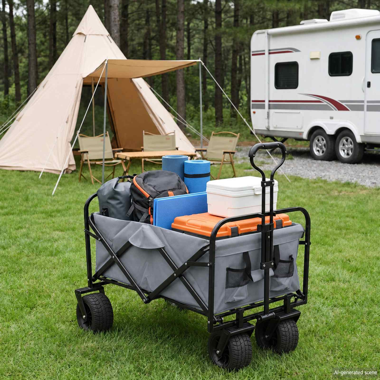 Vidaxx faltbarer Handwagen grau 89 x 63 x 96 cm Stahl und Oxford-Stoff