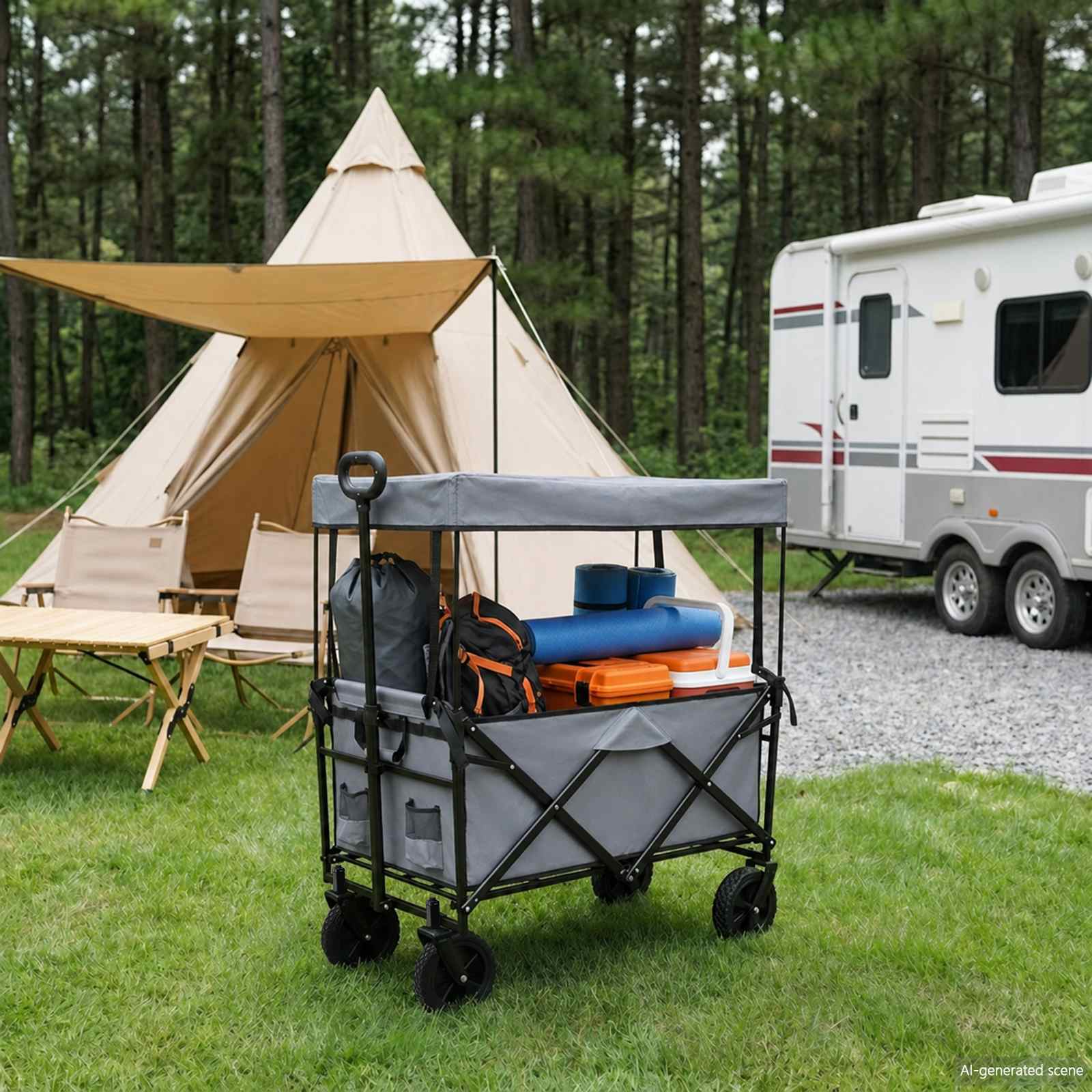 Vidaxx faltbarer Handwagen grau 105 x 56,5 x 116 cm Oxford-Stoff