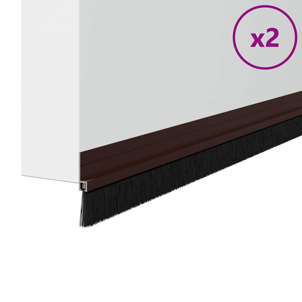Vidaxx selbstklebende Türbürsten 2 Stück braun 100 cm Aluminiumlegierung