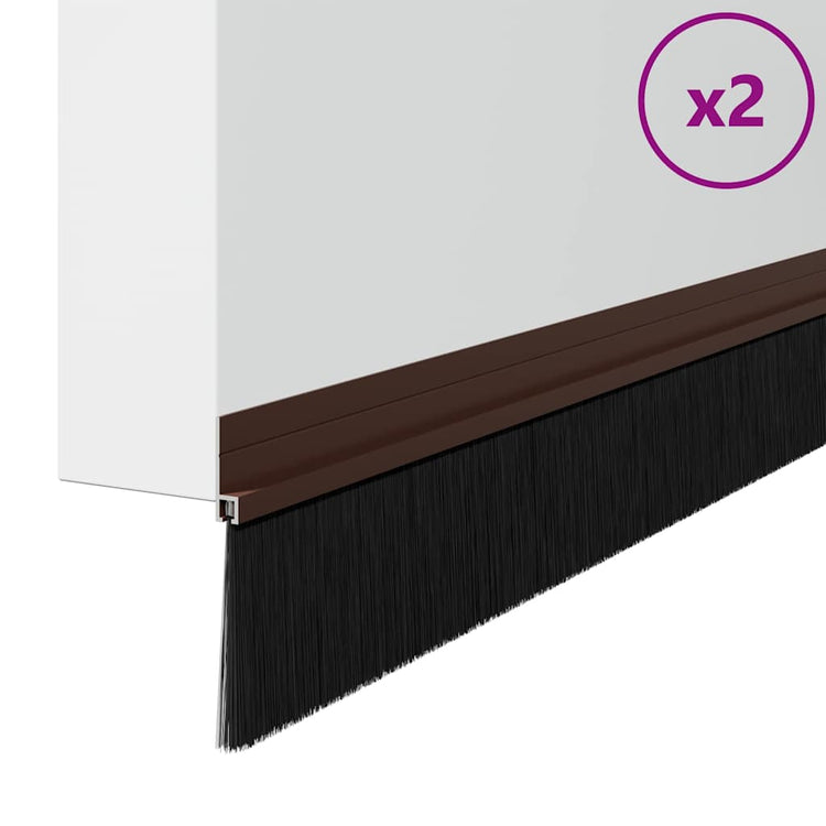 Vidaxx selbstklebende Türbürsten 2 Stück braun 100 cm Aluminiumlegierung