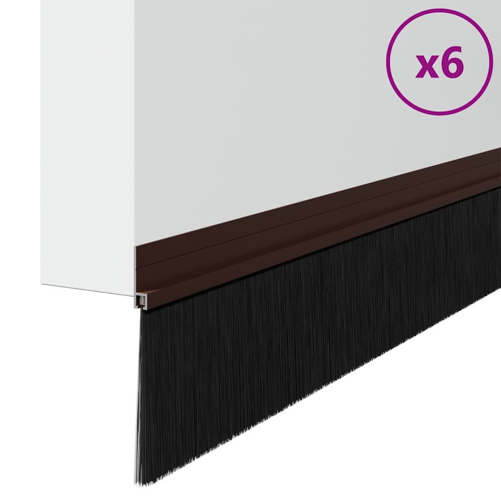 Vidaxx selbstklebende Türbürsten 6 Stück braun 100 cm Aluminiumlegierung