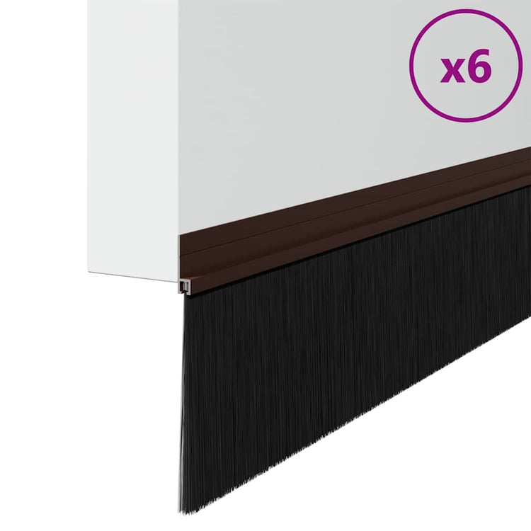Vidaxx selbstklebende Türbürsten 6 Stück braun 100 cm Aluminiumlegierung
