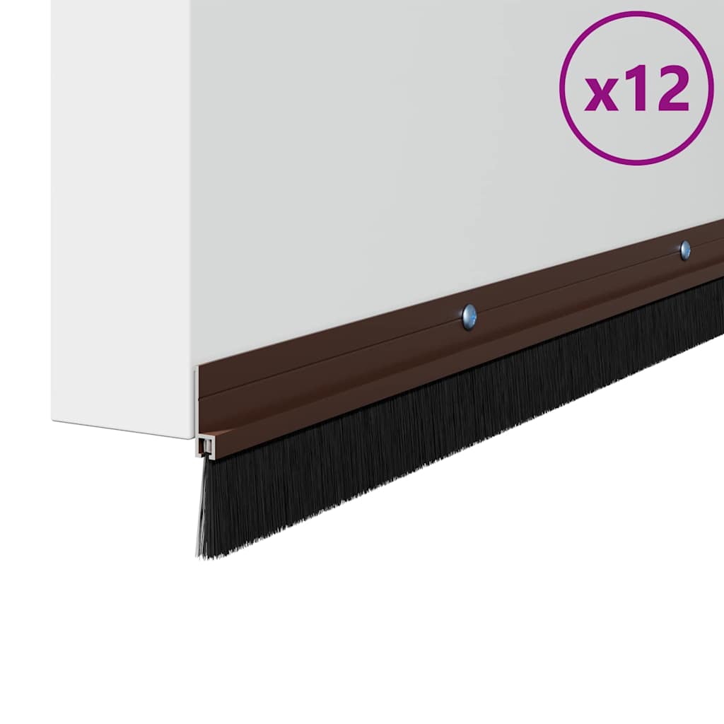 Vidaxx schraubbare Türbürstenverschlüsse 12 Stück braun 100 cm