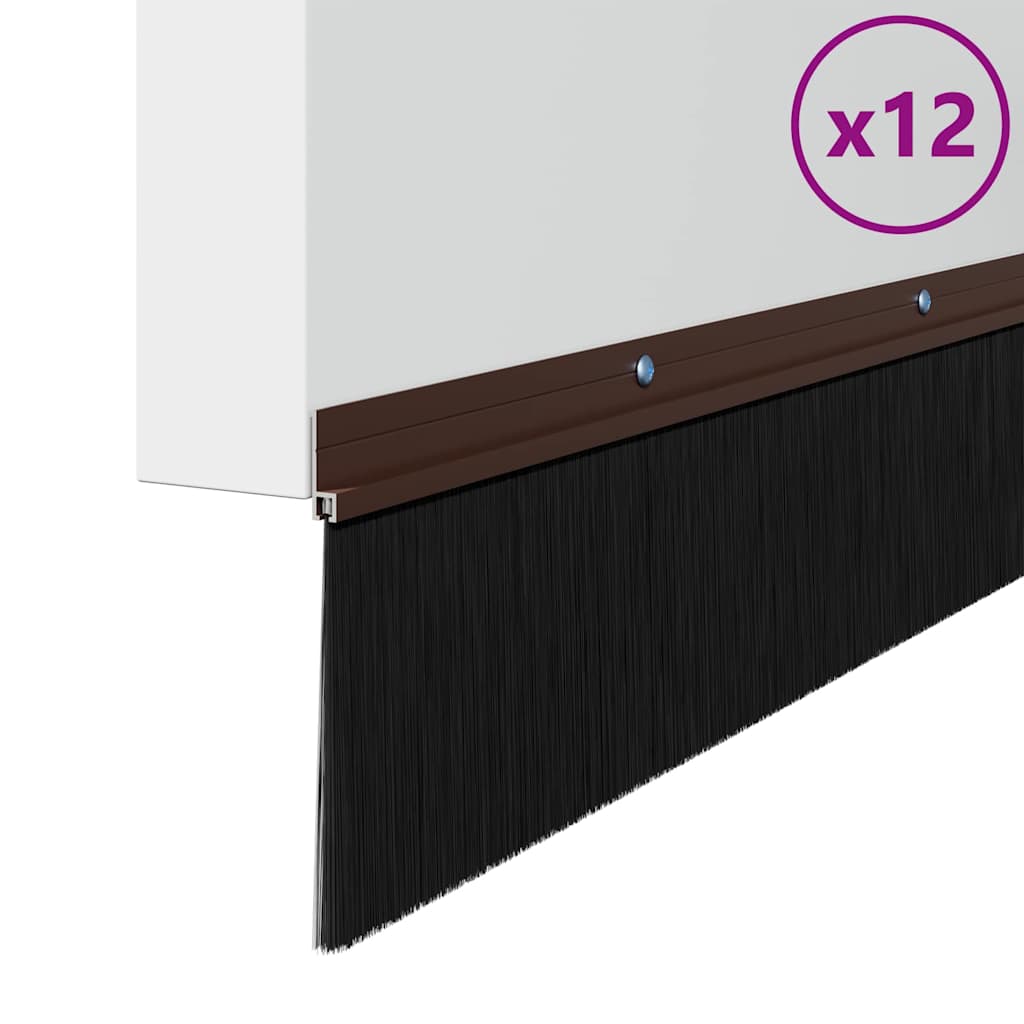 Vidaxx schraubbare Türbürstenverschlüsse 12 Stück braun 100 cm