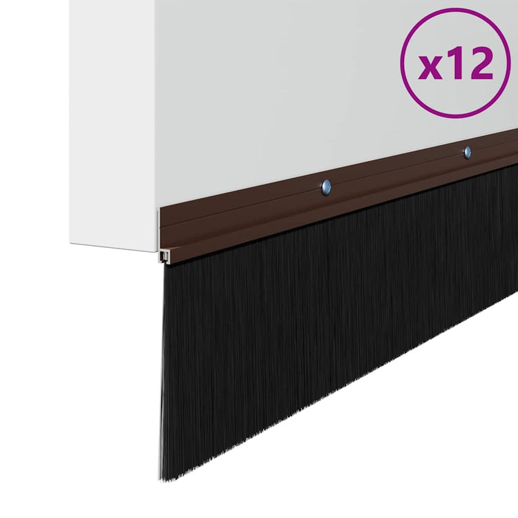 Vidaxx schraubbare Türbürstenverschlüsse 12 Stück braun 100 cm