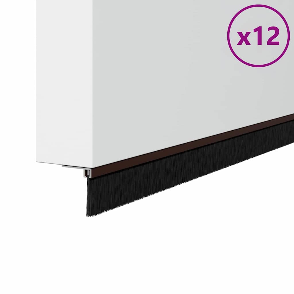 Vidaxx schraubbare Türbürstenverschlüsse 12 Stück braun 100 cm