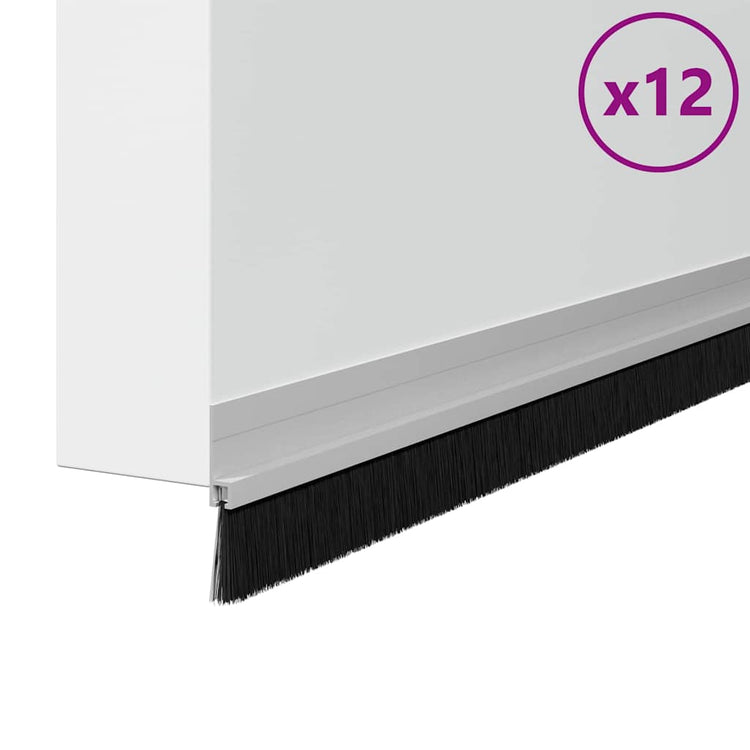Vidaxx selbstklebende Türbürsten 12 Stück Silber 100 cm