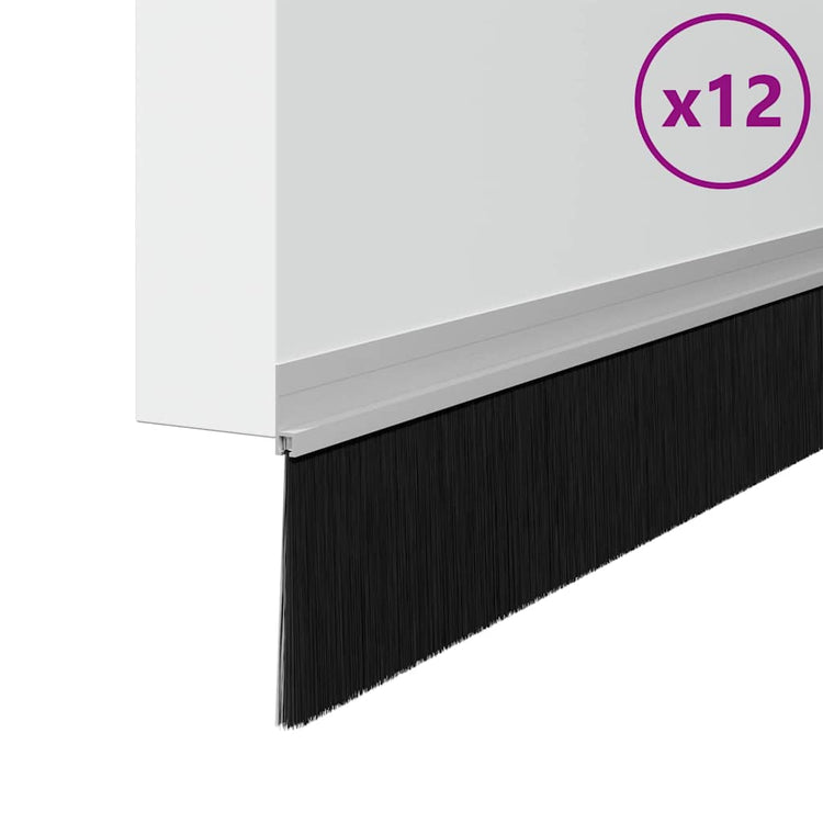 Vidaxx selbstklebende Türbürsten 12 Stück Silber 100 cm