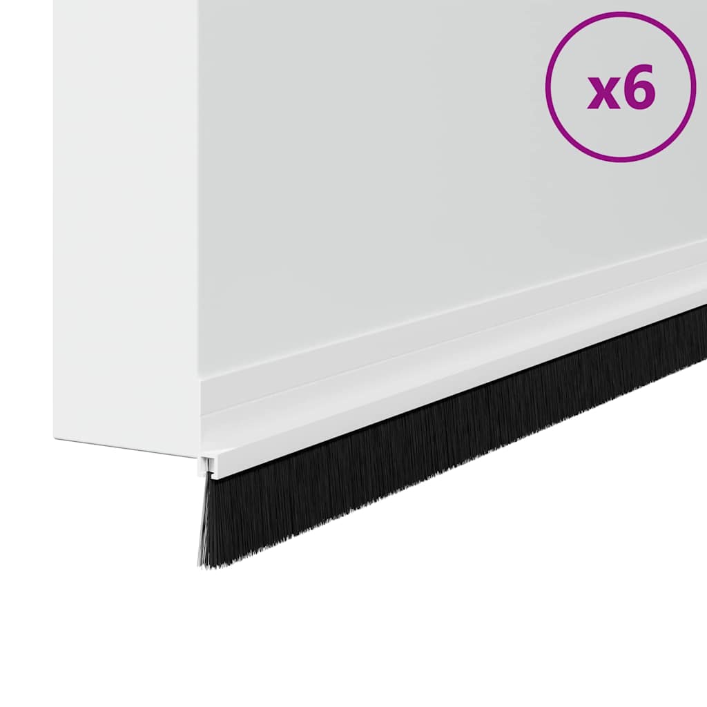 Vidaxx selbstklebende Türbürsten 6 Stück weiß 100 cm Aluminiumlegierung