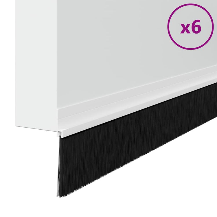Vidaxx selbstklebende Türbürsten 6 Stück weiß 100 cm Aluminiumlegierung