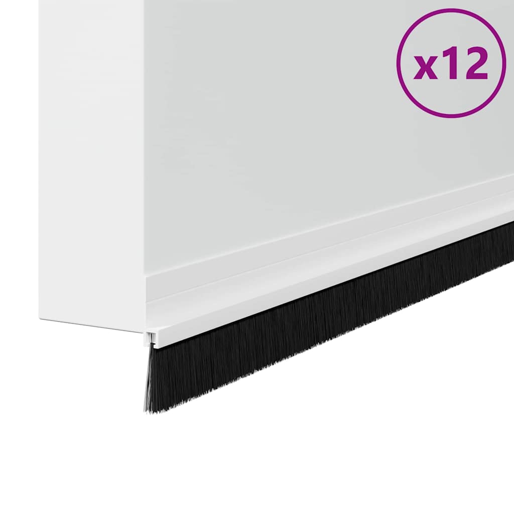 Vidaxx selbstklebende Türbürsten 12 Stück weiß 100 cm Aluminiumlegierung