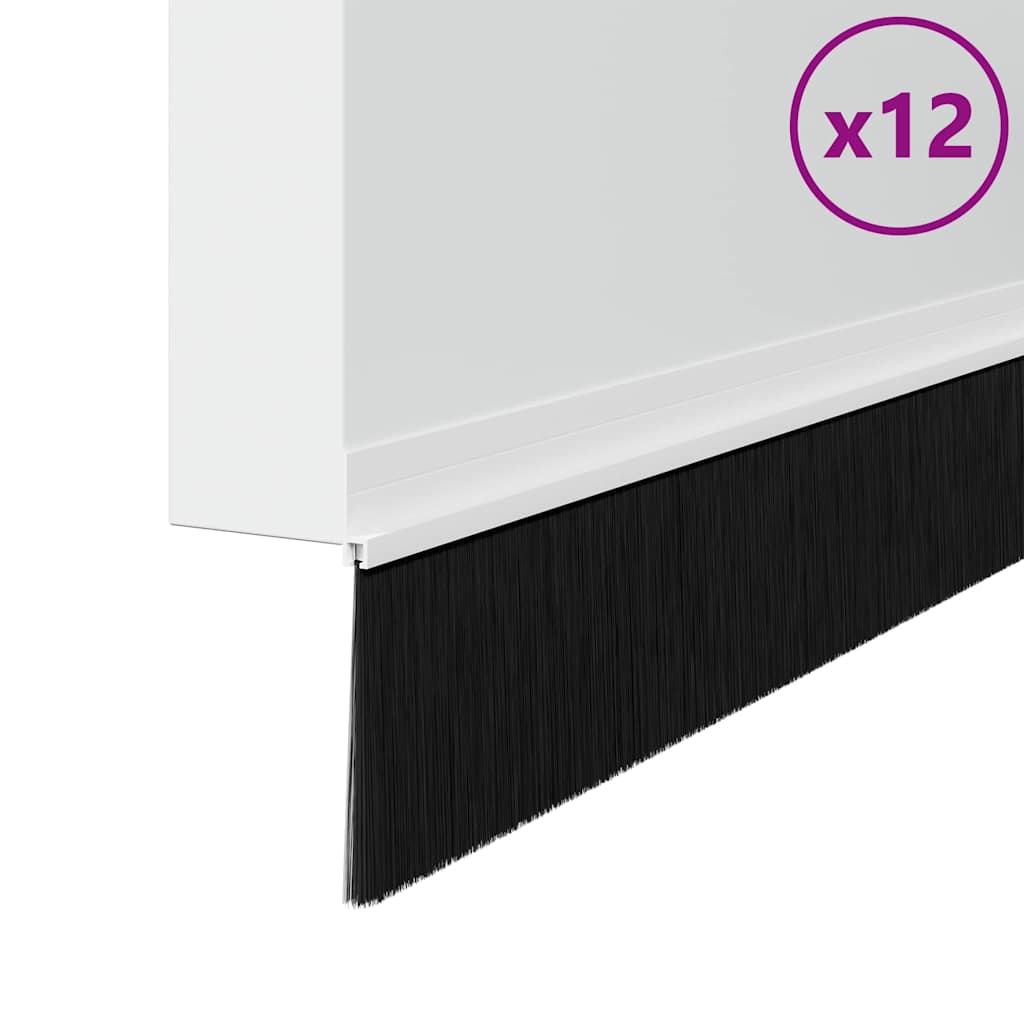 Vidaxx selbstklebende Türbürsten 12 Stück weiß 100 cm Aluminiumlegierung