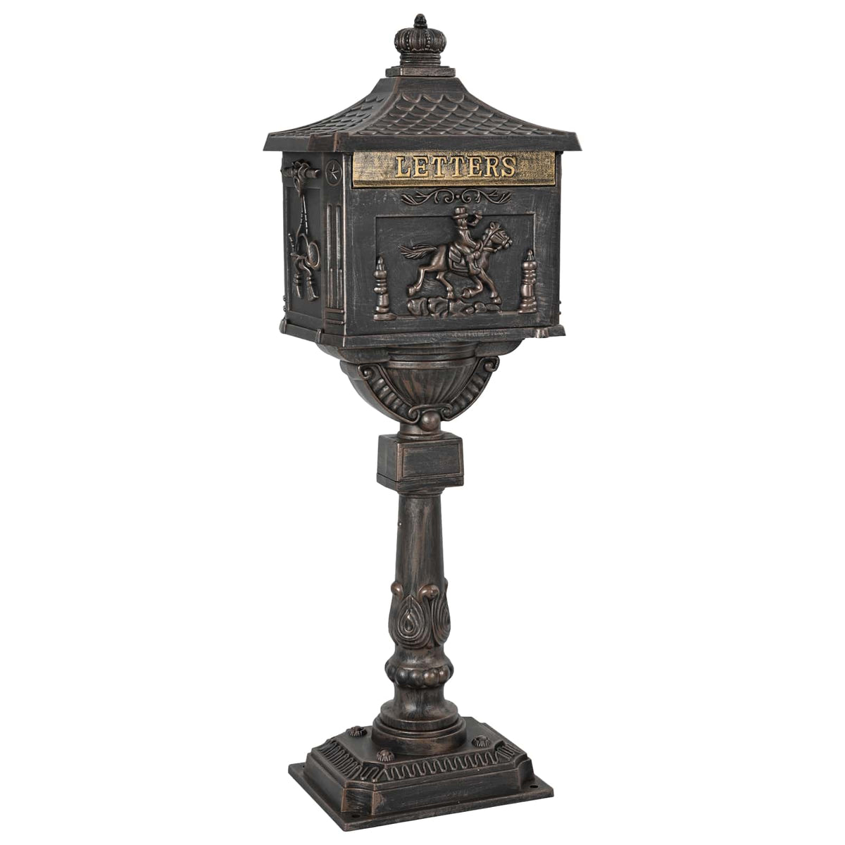 Vidaxx Standbriefkasten Bronze 42,5 x 29,5 x 117 cm Aluminiumguss