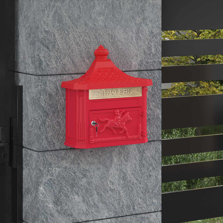 Vidaxxl Wandbriefkasten mit Stauraum Rot 40,5 x 16 x 45 cm