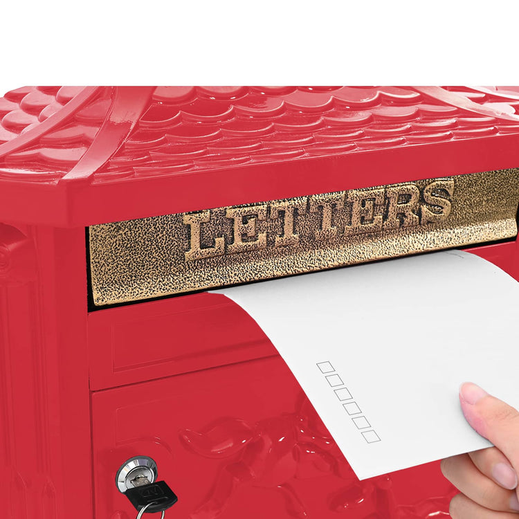Vidaxxl Wandbriefkasten mit Stauraum Rot 40,5 x 16 x 45 cm