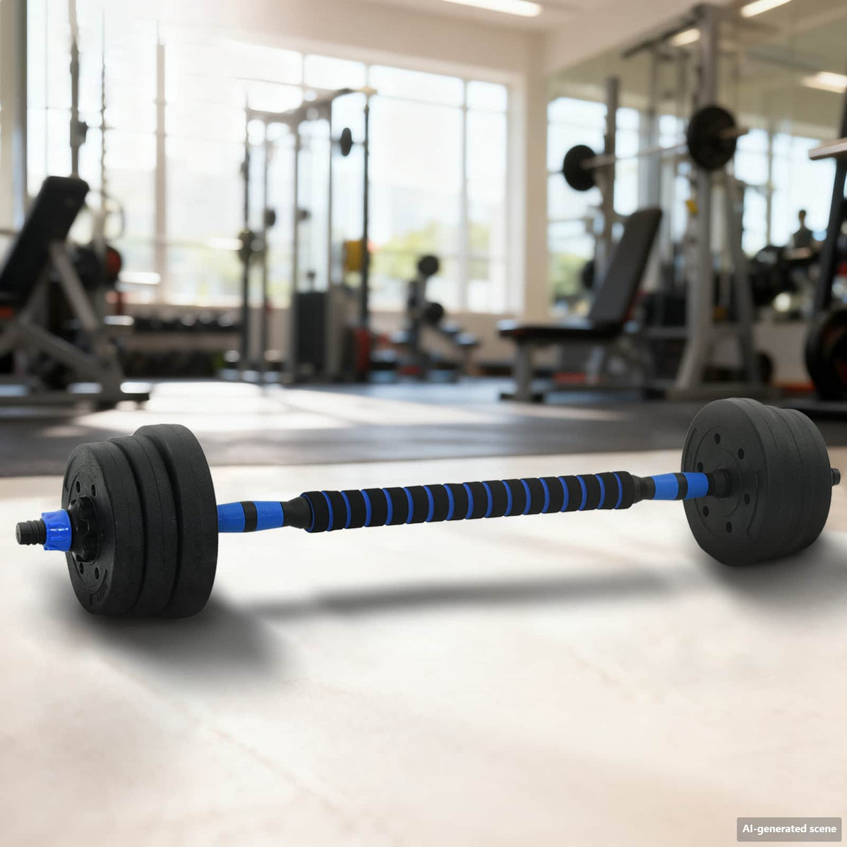 VidaXL 2-in-1 Hantel-Langhantel-Set 30kg Schwarz und Blau
