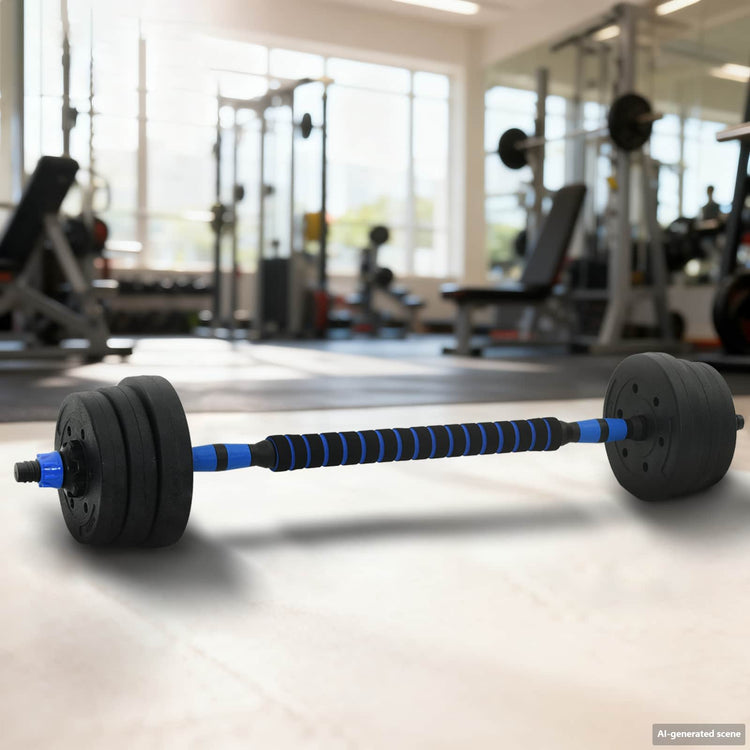 VidaXL 2-in-1 Hantel-Langhantel-Set 30kg Schwarz und Blau