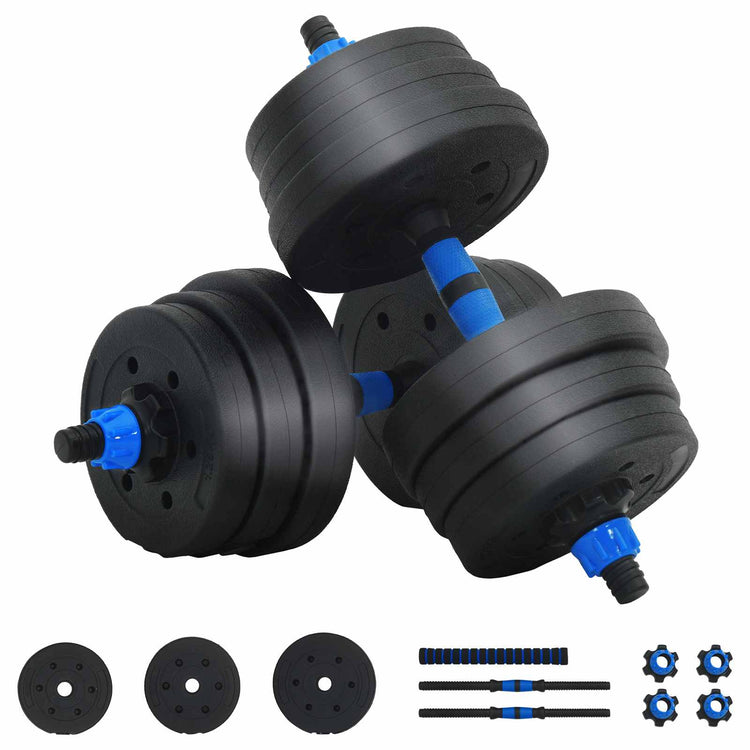 VidaXL 2-in-1 Hantel-Langhantel-Set 30kg Schwarz und Blau