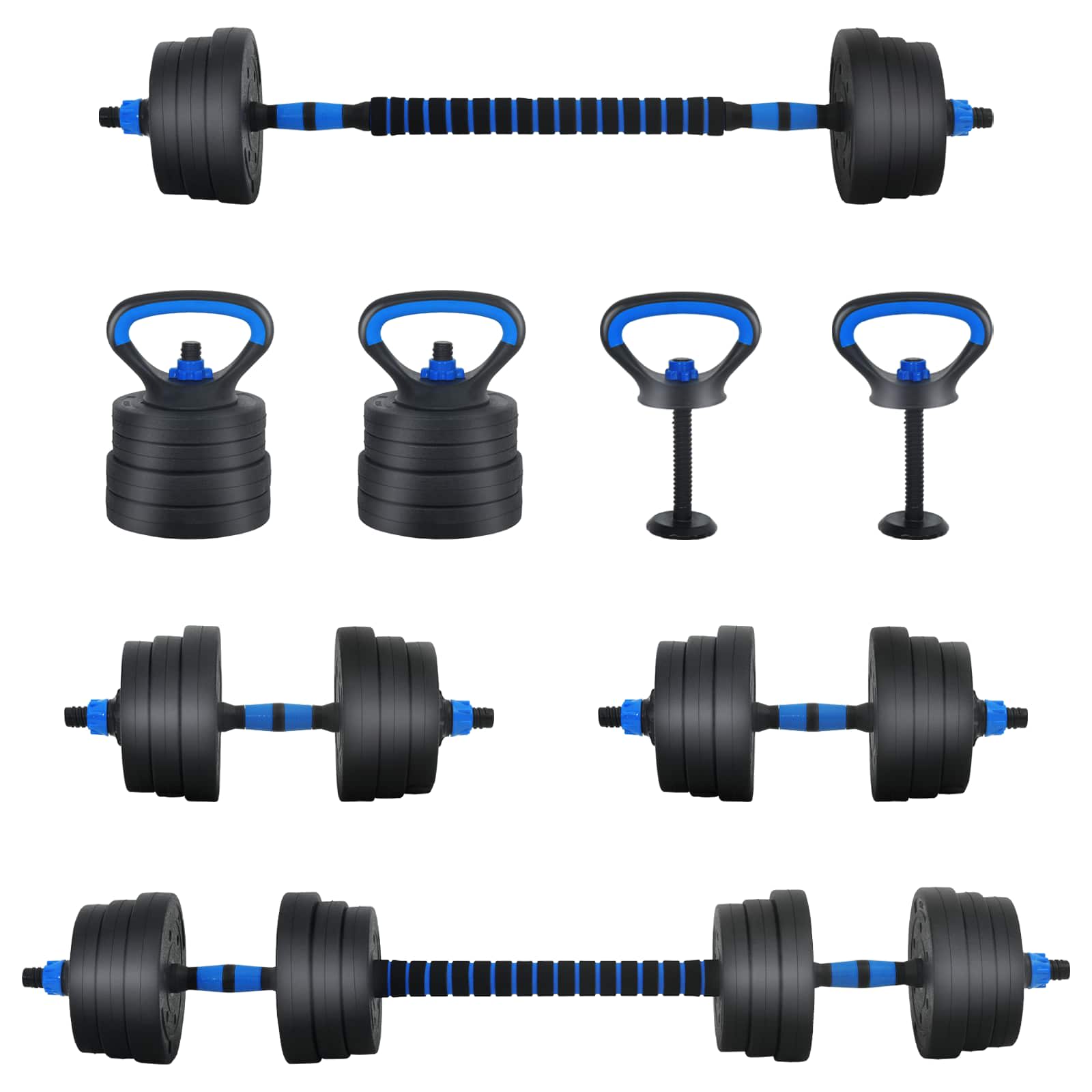 VidaXL 2-in-1 Hantel-Langhantel-Set 30kg Schwarz und Blau