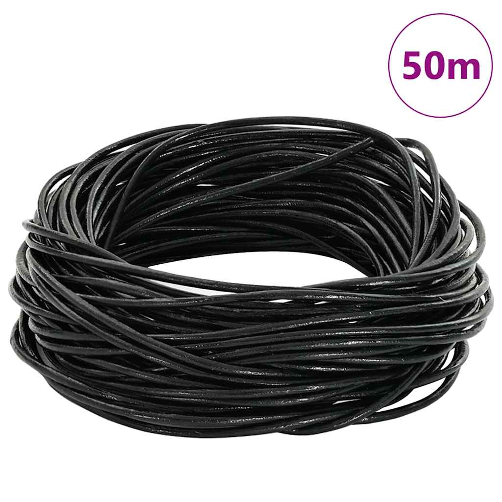 Vidaxxl Lederband schwarz ø1 mm x 50 m Leder