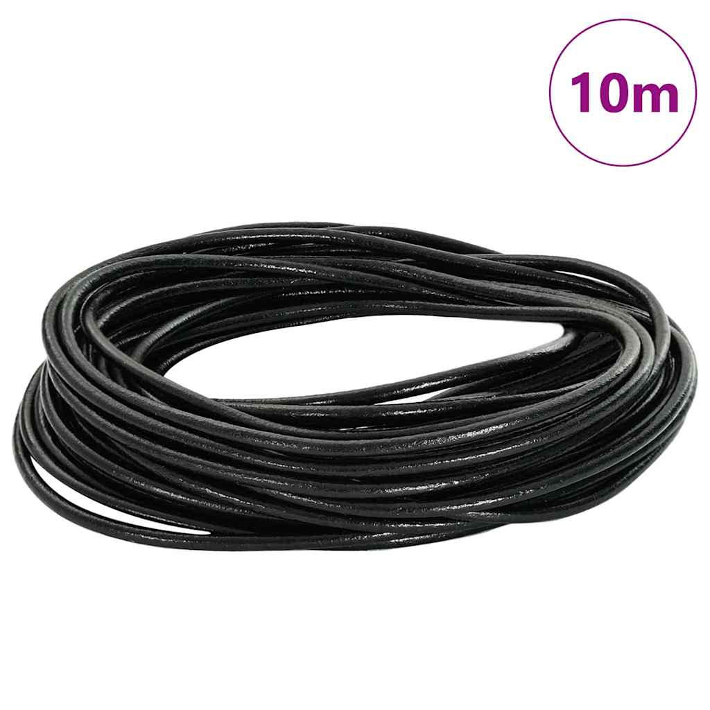 Vidaxl Lederband schwarz ø2,5 mm x 10 m Leder