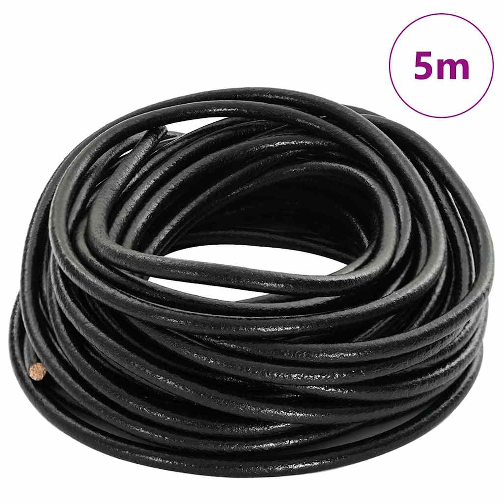 Vidaxl Lederband schwarz ø5 mm x 5 m Leder
