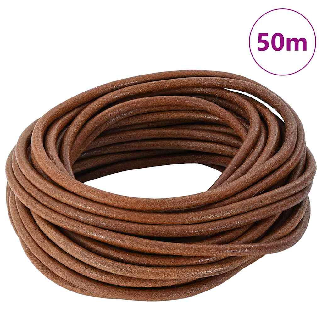 Vidaxxl Lederband hellbraun ø5 mm x 50 m Leder