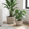 Vidaxl Blumentopfkorb mit Aufbewahrung 2 Stück graues Kubu-Rattan