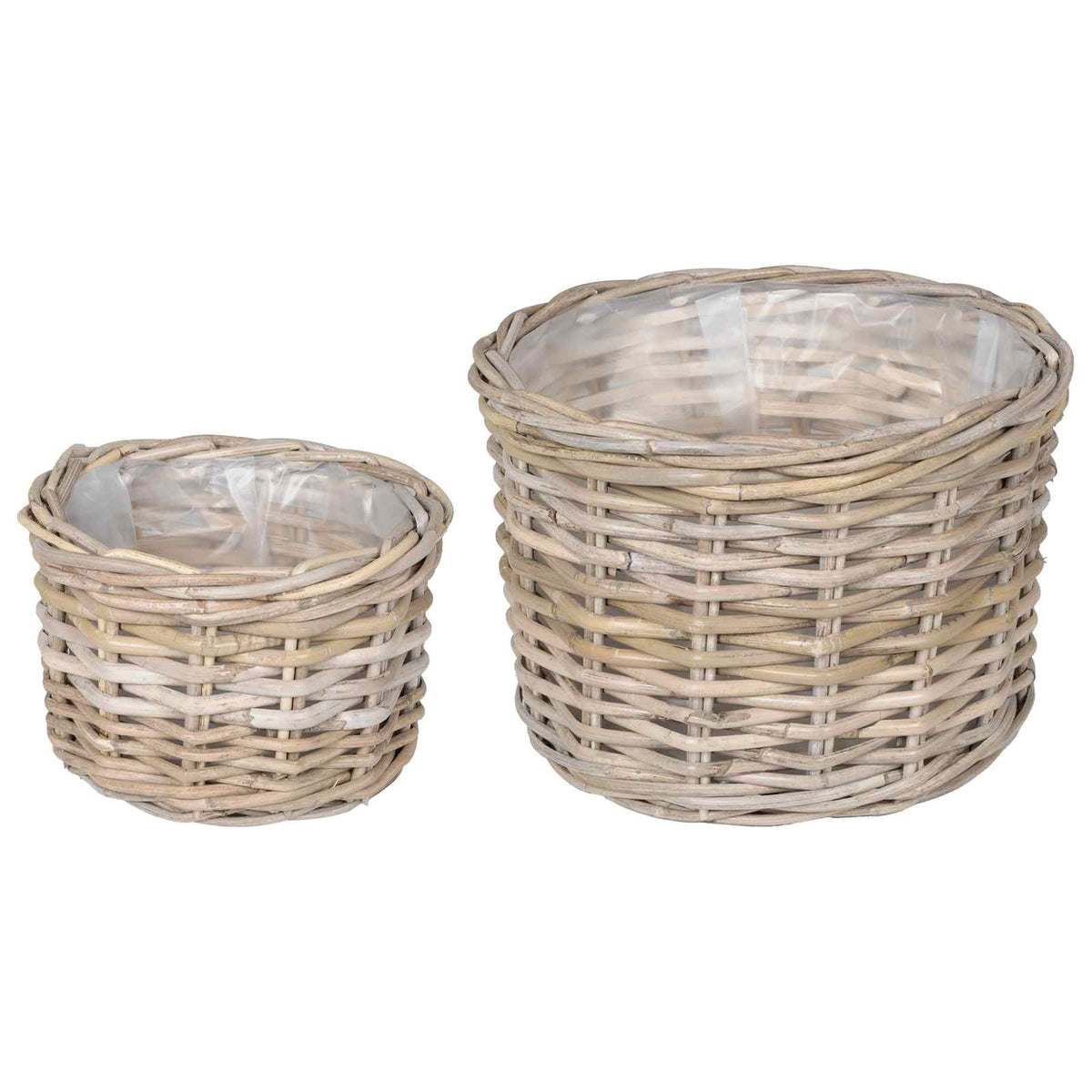 Vidaxl Blumentopfkorb mit Aufbewahrung 2 Stück graues Kubu-Rattan
