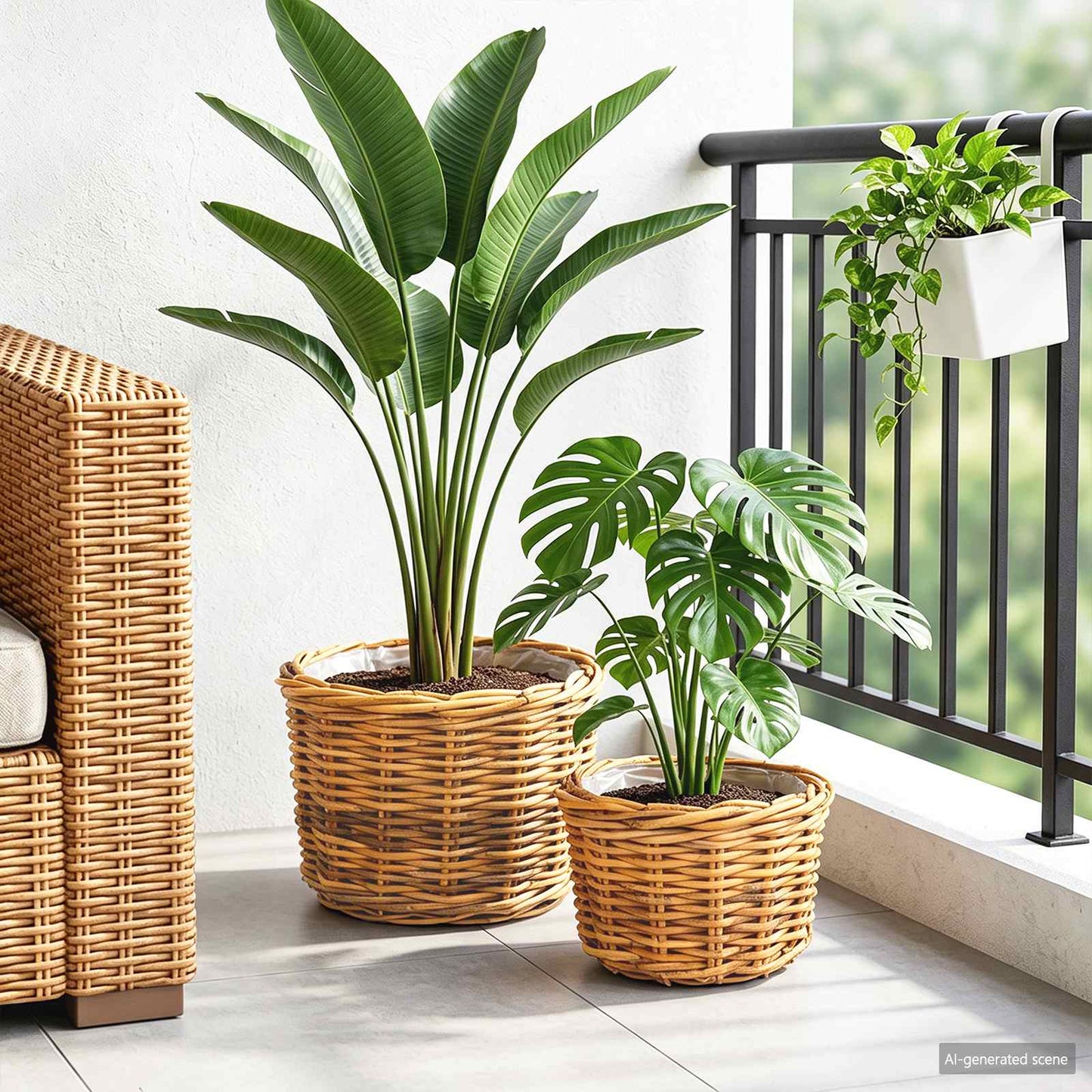 Vidaxl Blumentopfkorb mit Stauraum, 2 Stück, braunes Kubu-Rattan