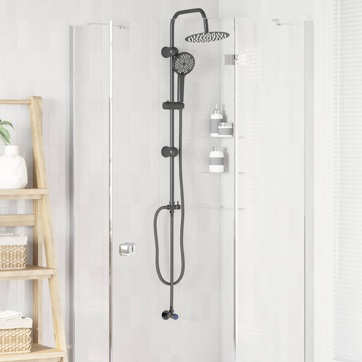 Vidaxx Duschset schwarz 47 x 20 x 95 cm Edelstahl